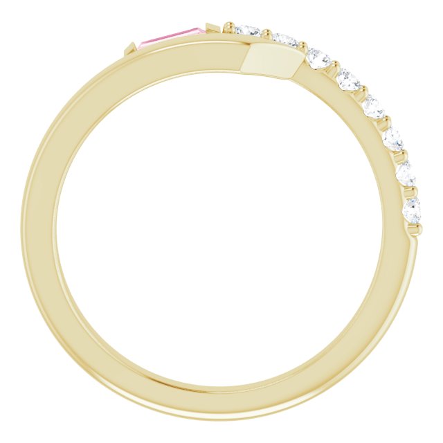 14K Yellow Natural Pink Sapphire & 1/6 CTW Natural Diamond Bypass Ring